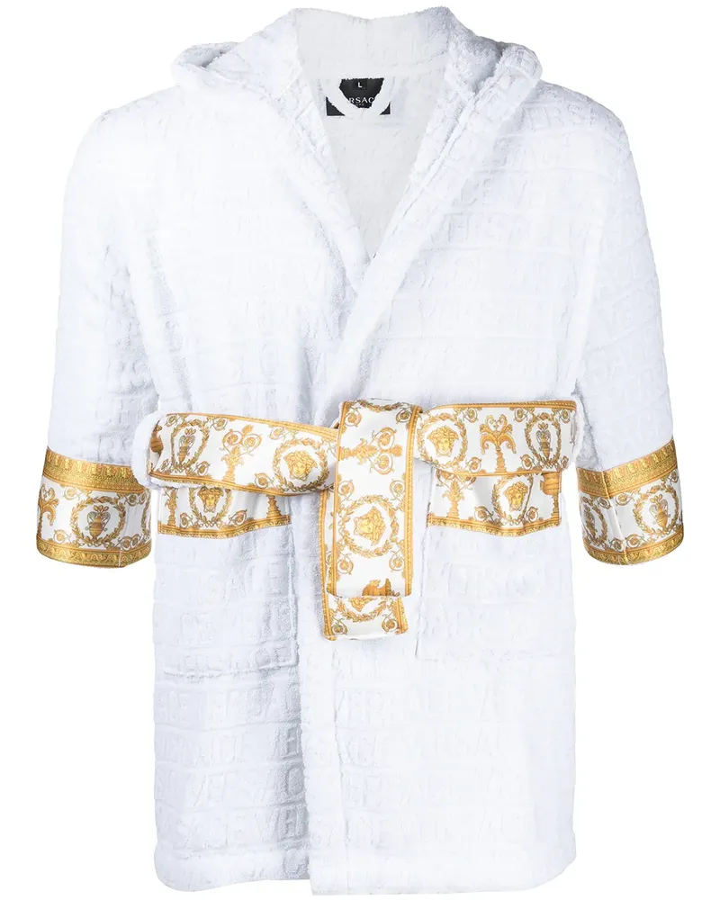 Versace Bademantel mit Barocco-Besatz - Weiß Weiß