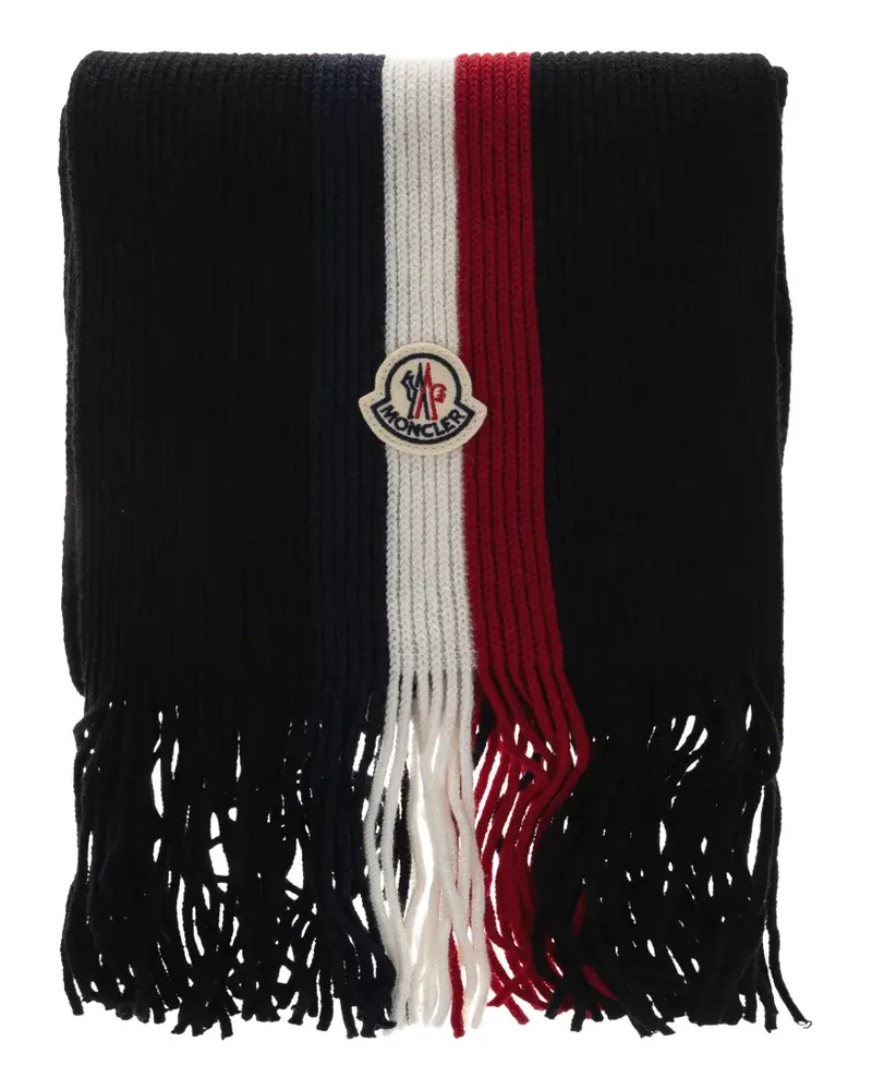 Moncler Schal mit Logo-Patch - Schwarz Schwarz