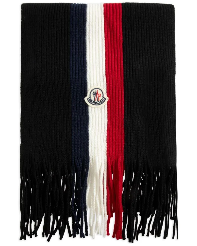 Moncler Schal mit Logo-Patch - Schwarz Schwarz