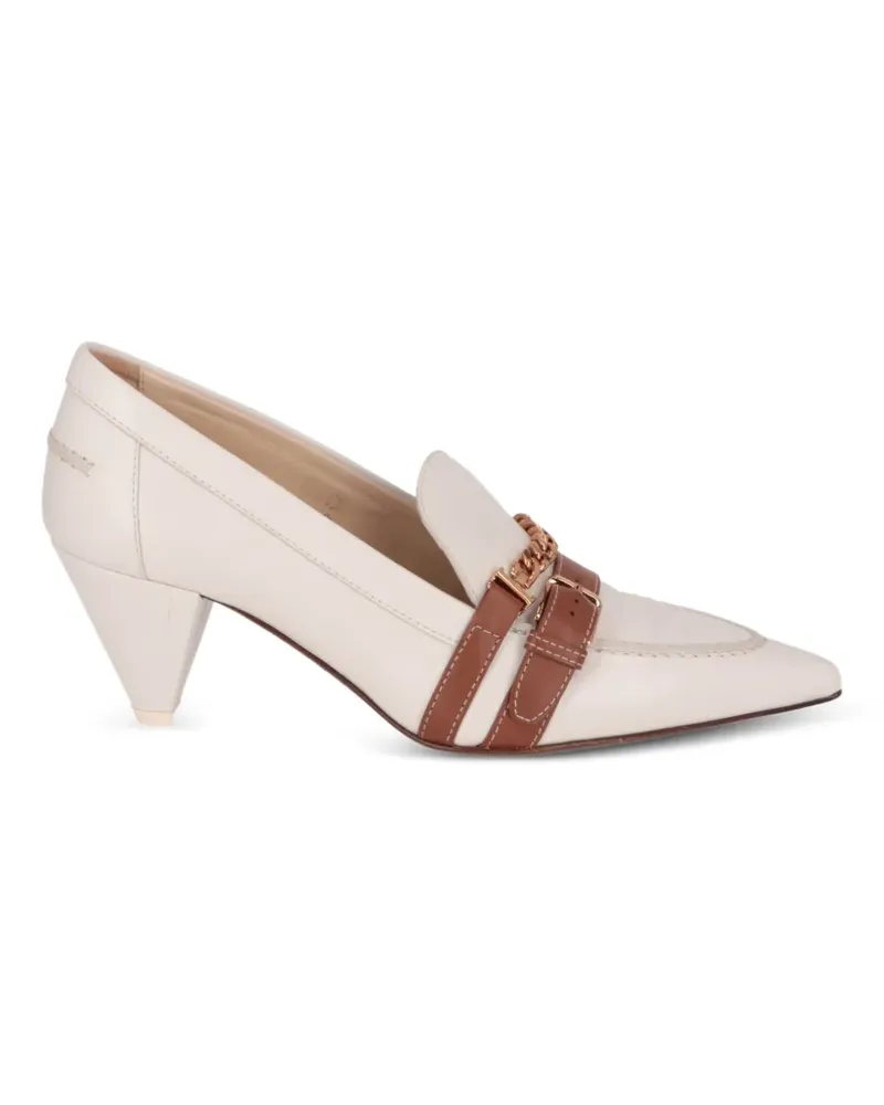 TOD'S leather heeled loafers - Nude Nude