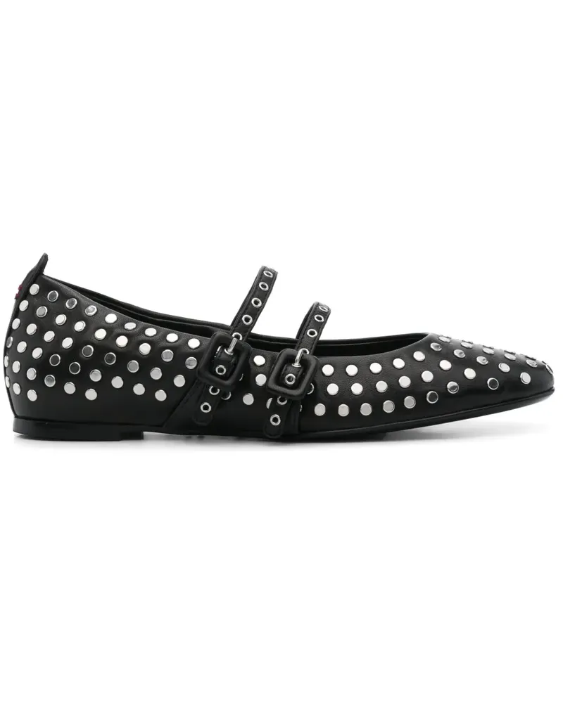 HALMANERA Ballerinas mit Nieten - Schwarz Schwarz