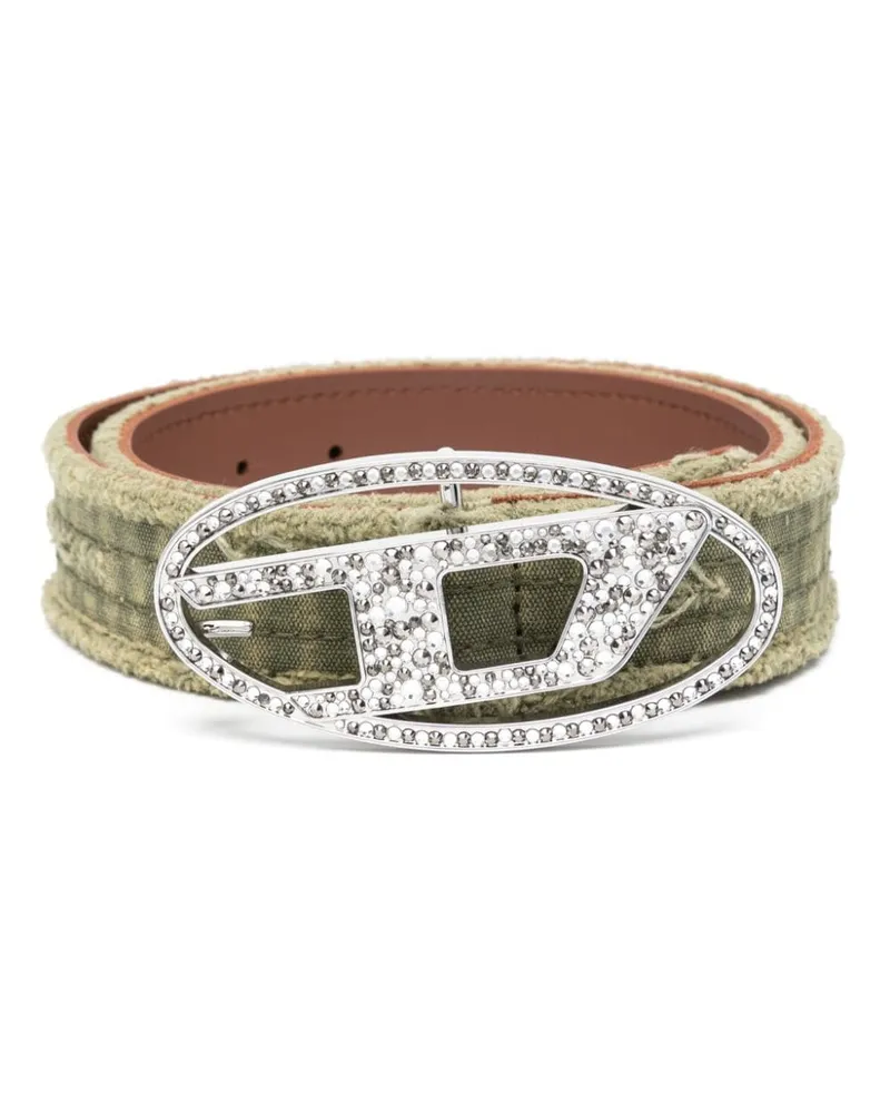 Diesel B-1dr Strass Distressed-Gürtel Grün