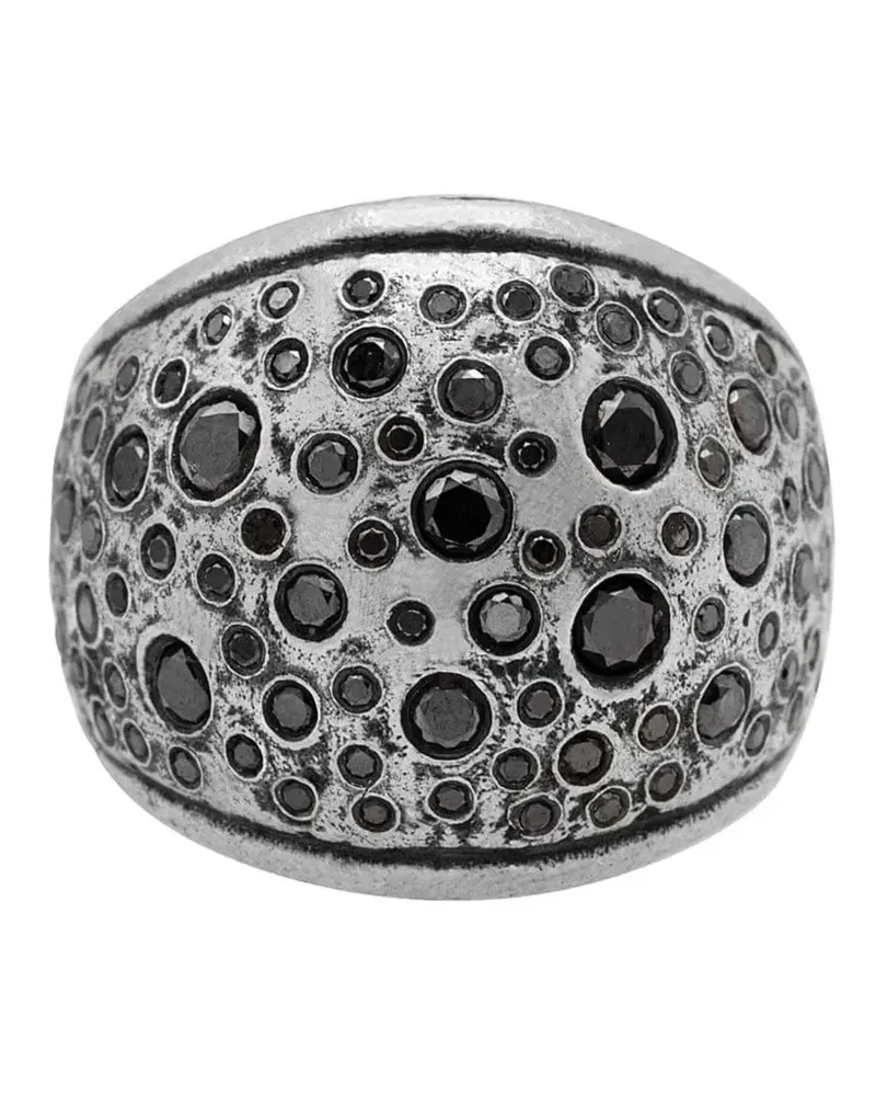 John Varvatos Breiter Stardust Ring mit schwarzen Diamanten - Silber Silber