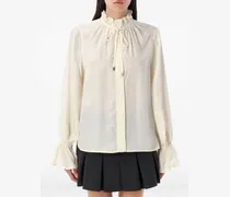 ruffled tie shirt - Nude