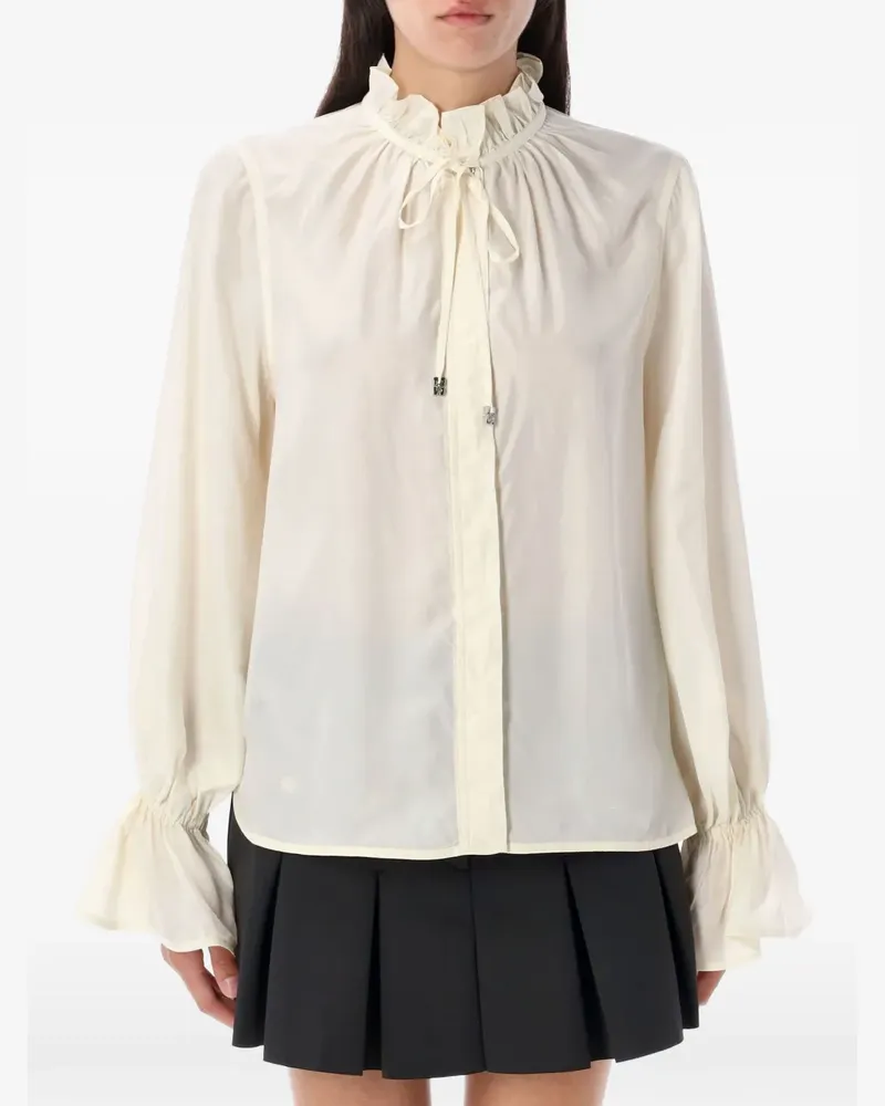 Ganni ruffled tie shirt - Nude Nude