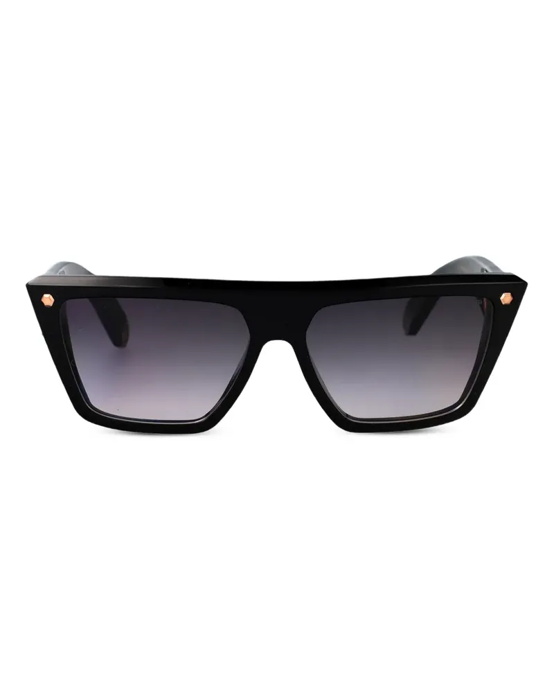 Philipp Plein Sonnenbrille mit geometrischem Gestell - Schwarz Schwarz