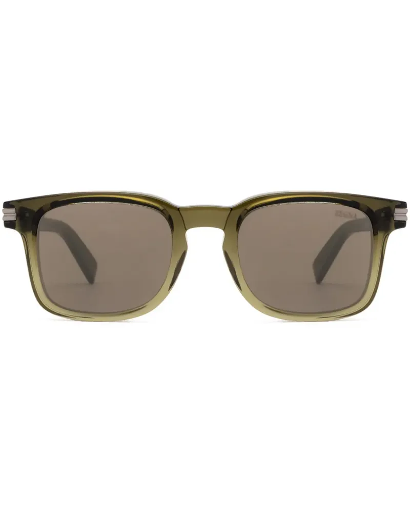 Ermenegildo Zegna Sonnenbrille mit eckigem Gestell - Grün Grün