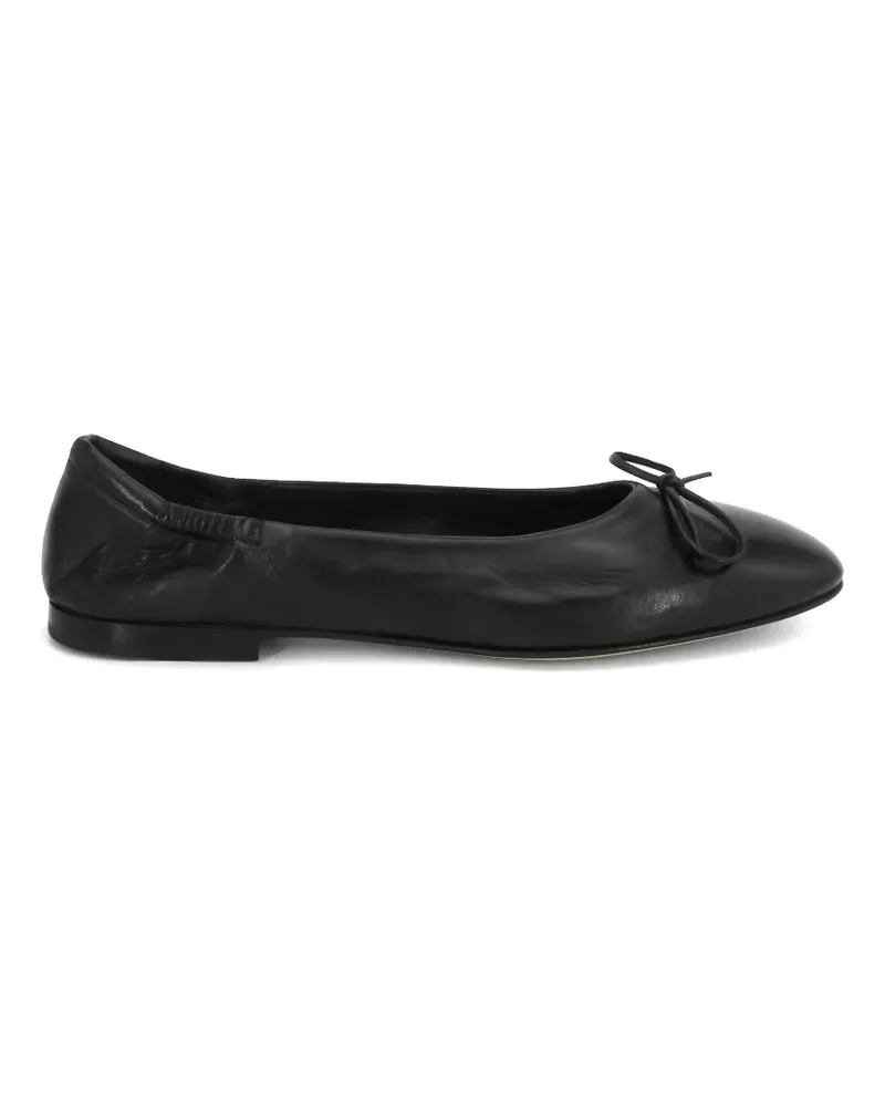 POMME D'OR Giorgia 0450 Ballerinas aus Leder mit Schleife - Schwarz Schwarz