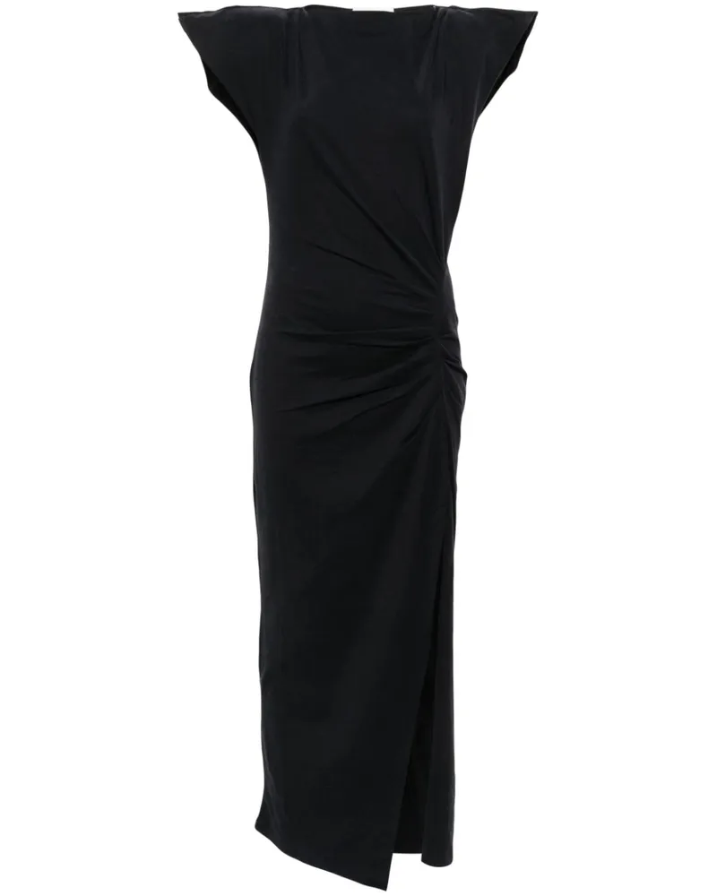 Isabel Marant Nadela Midikleid mit Falten - Schwarz Schwarz