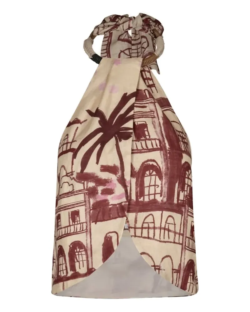 Johanna Ortiz The Root printed halterneck top - Nude Nude