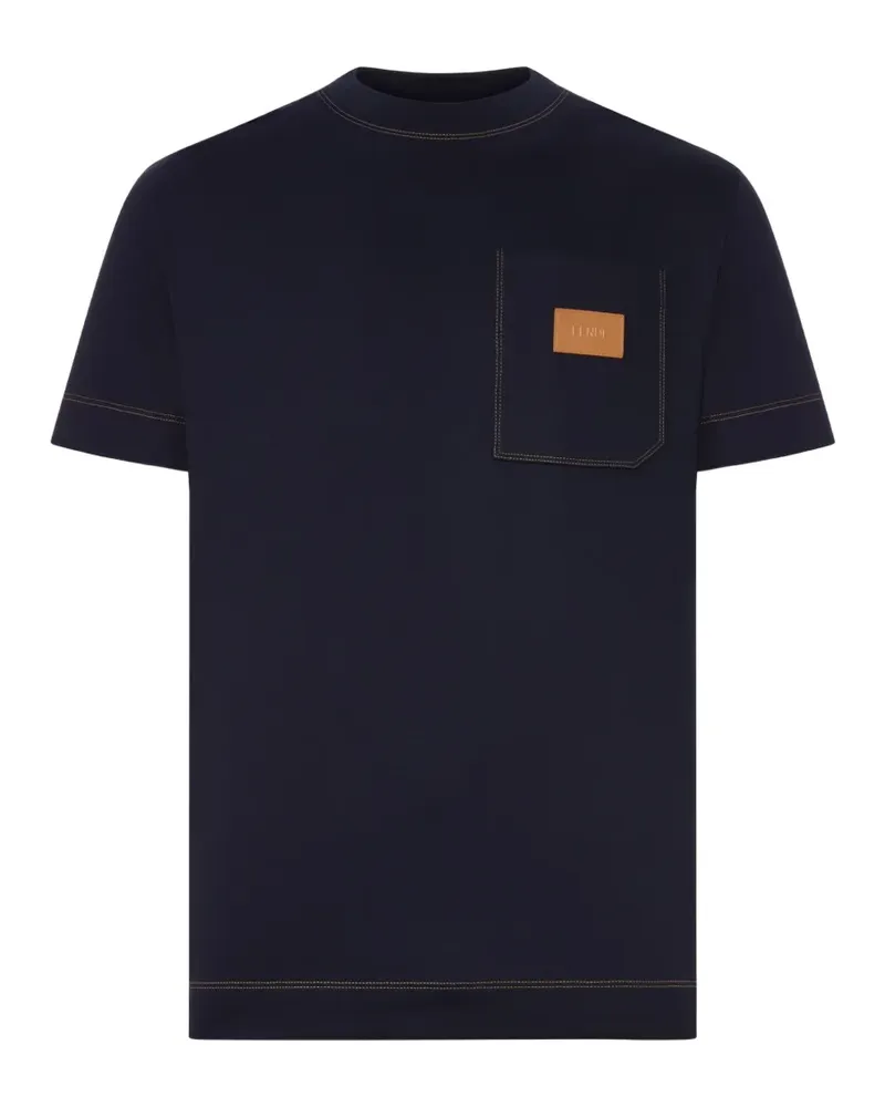 Fendi logo-patch T-shirt - Blau Blau