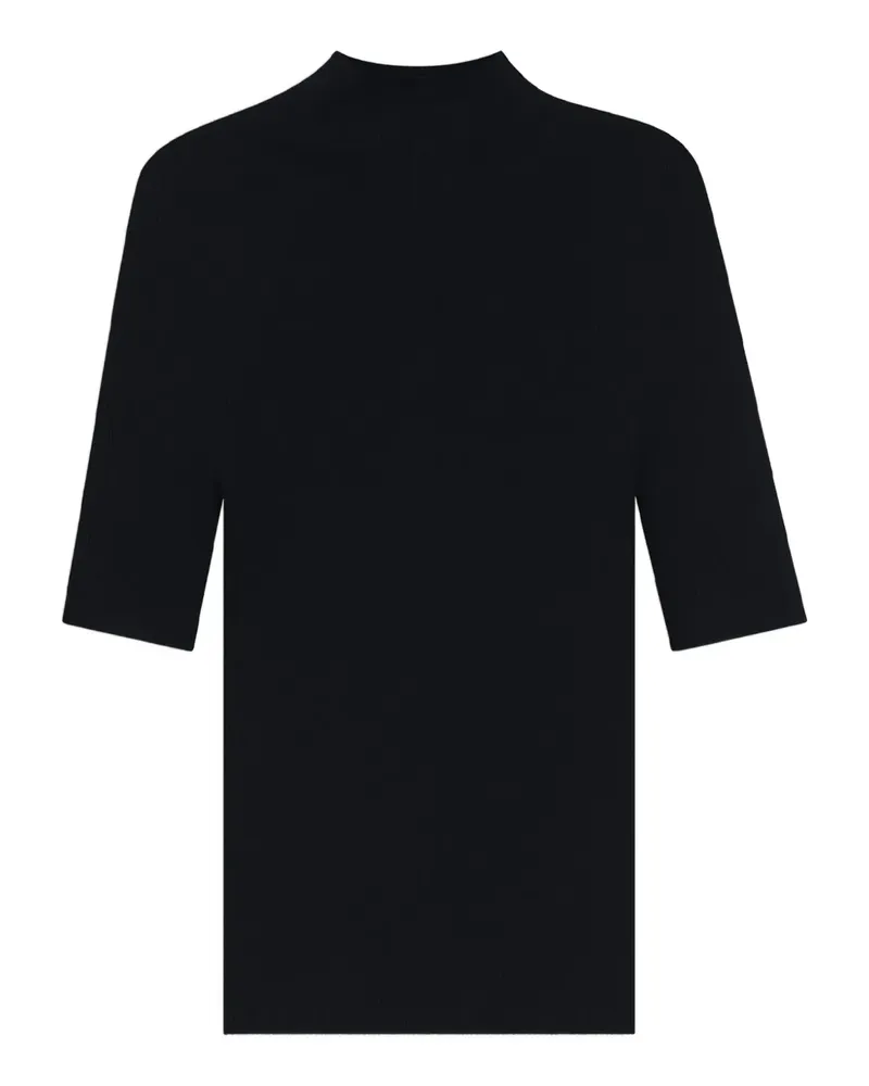 HUGO BOSS Geripptes T-Shirt mit Stehkragen - Schwarz Schwarz
