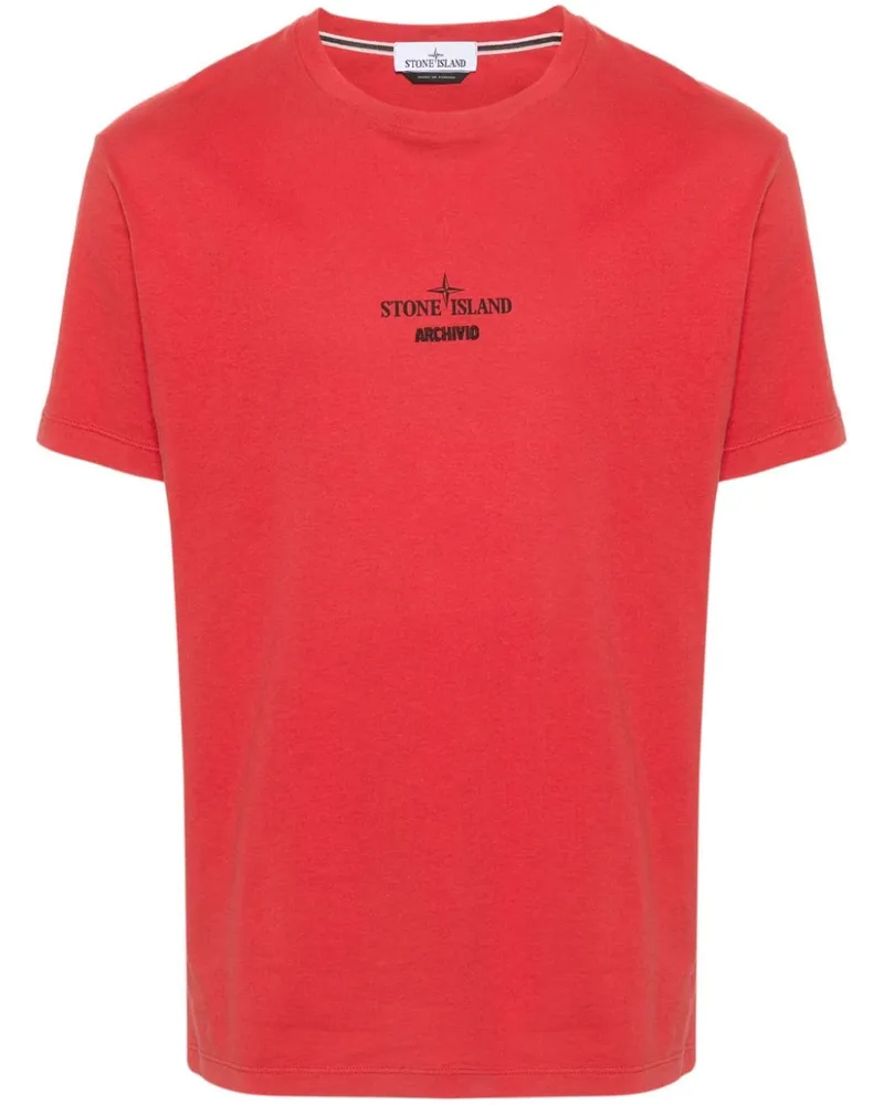 Stone Island T-Shirt mit Logo-Print - Rot Rot