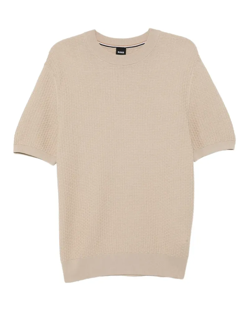HUGO BOSS knitted-structure T-shirt - Nude Nude