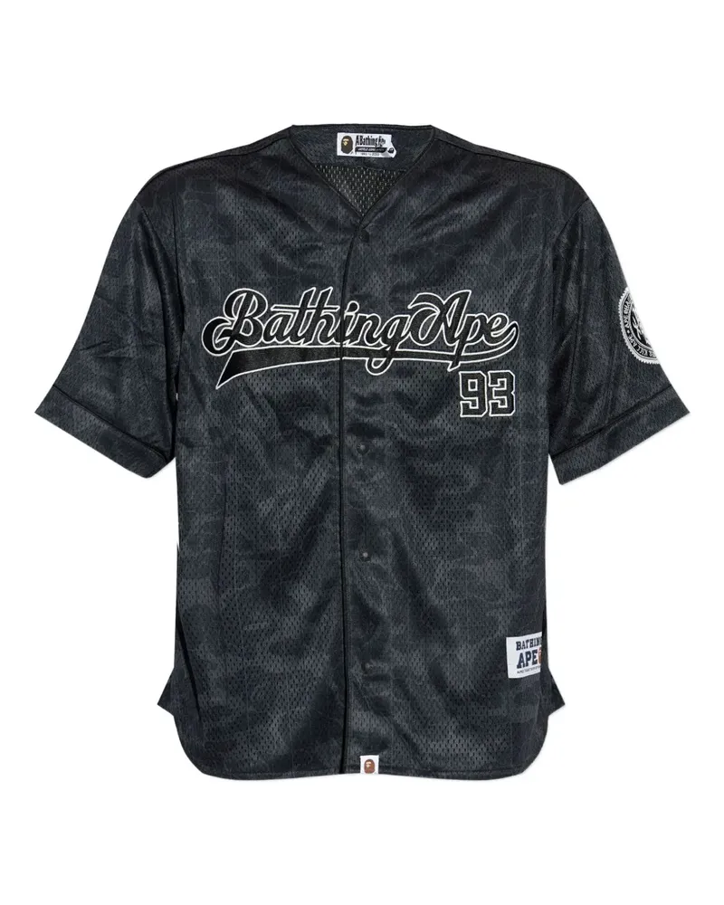 BAPE Camo Stripe baseball shirt - Schwarz Schwarz