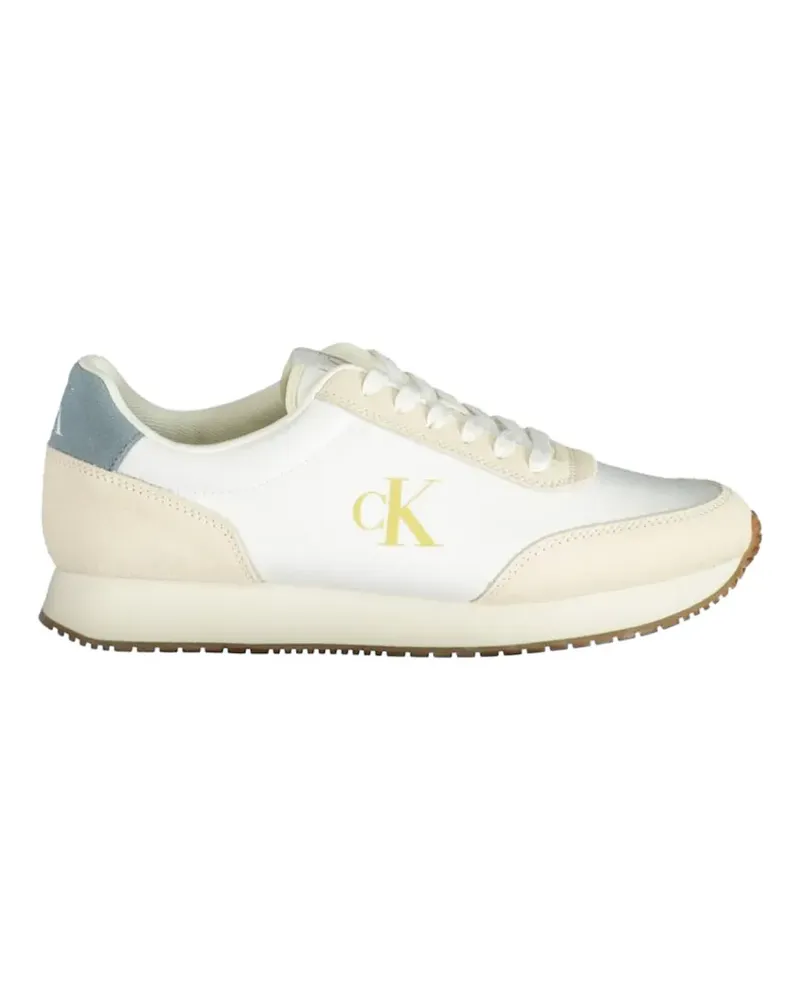 Calvin Klein logo-print suede-panelled sneakers - Weiß Weiß