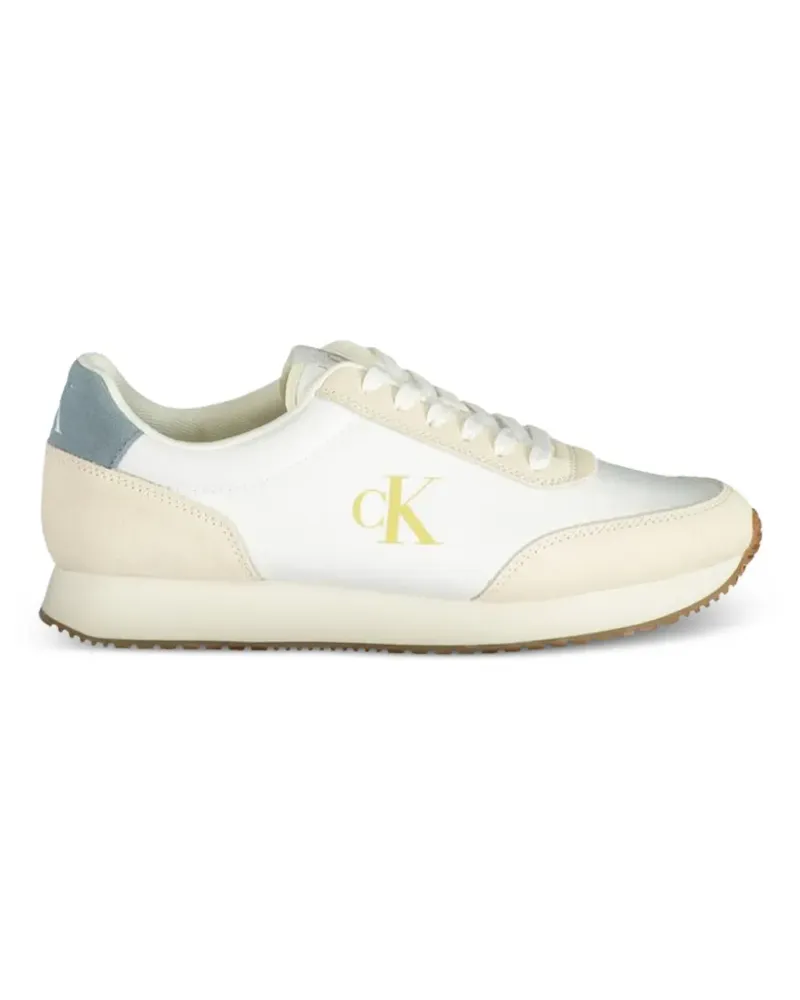 Calvin Klein logo-print suede-panelled sneakers - Weiß Weiß