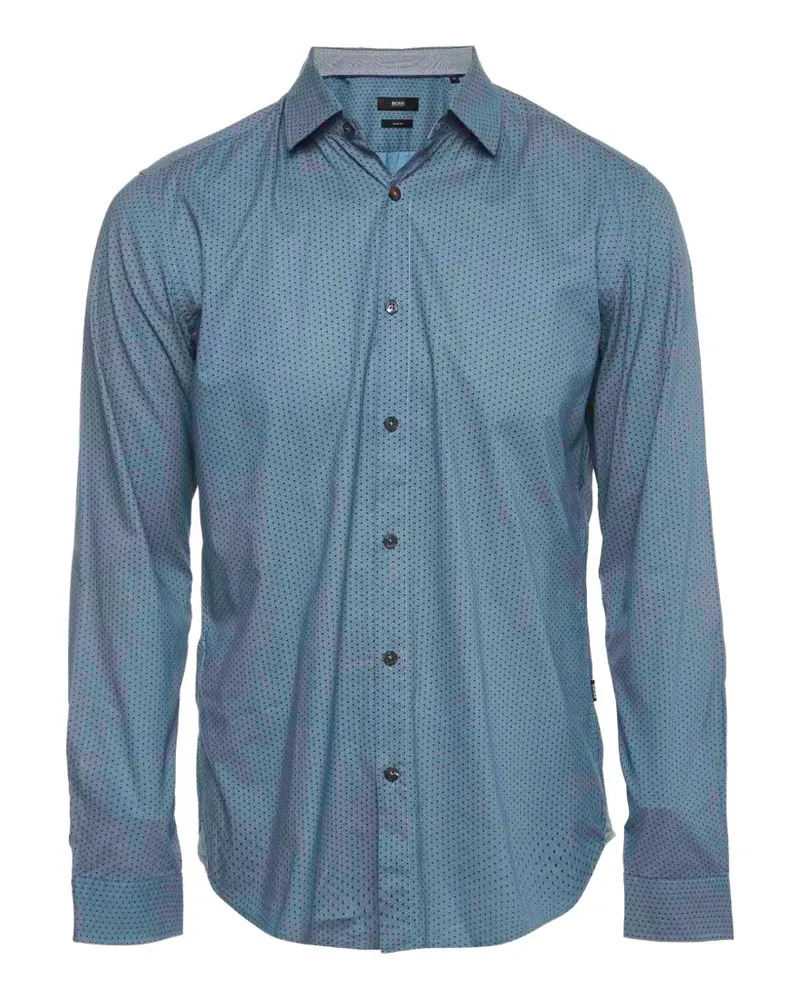 HUGO BOSS Schmales Hemd mit Print - Blau Blau