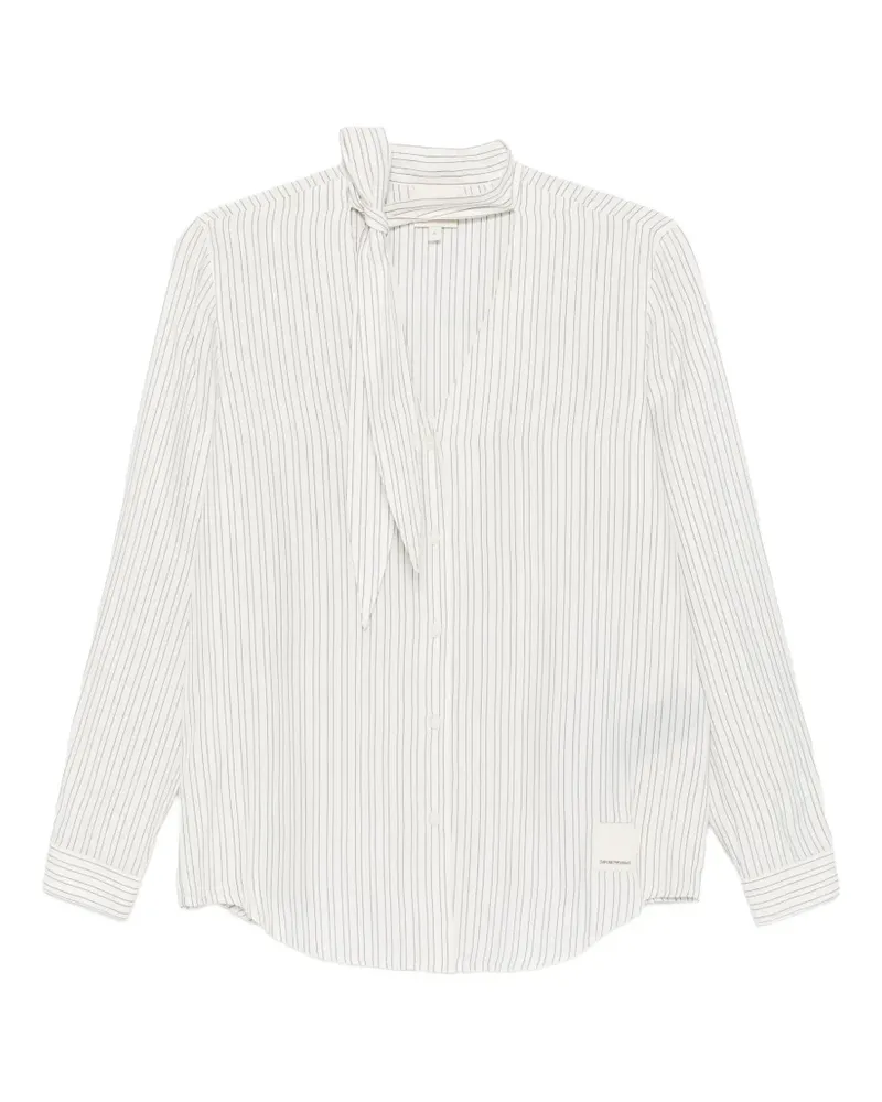Emporio Armani striped tie-neck shirt - Nude Nude