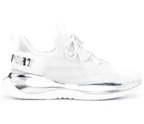 Sneakers mit Metallic-Logo - Weiß