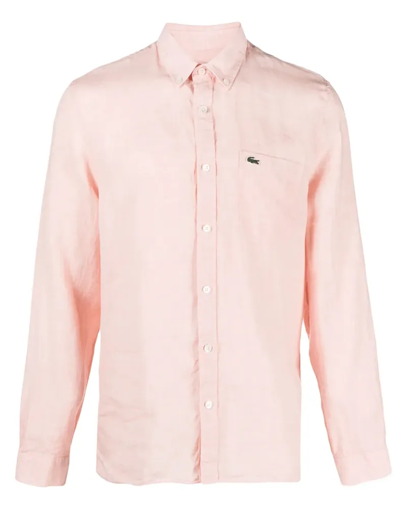 Lacoste Leinenhemd mit Logo-Stickerei - Rosa Rosa