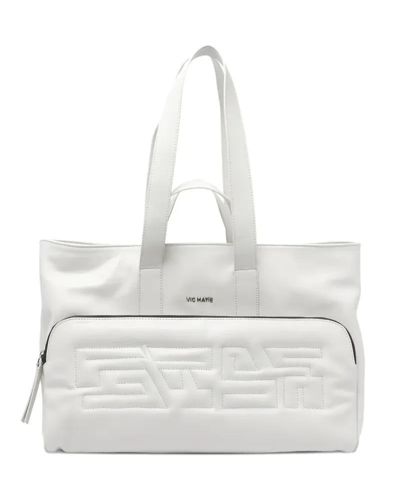 Vic Matié logo-lettering quilted tote bag - Weiß Weiß