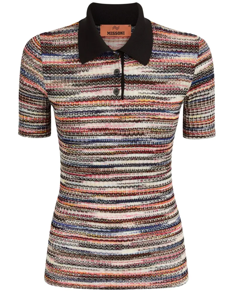 Missoni Gestricktes Poloshirt mit Streifen Schwarz