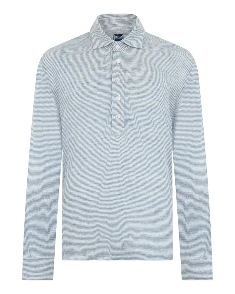 Fedeli striped long-sleeve polo shirt - Blau Blau