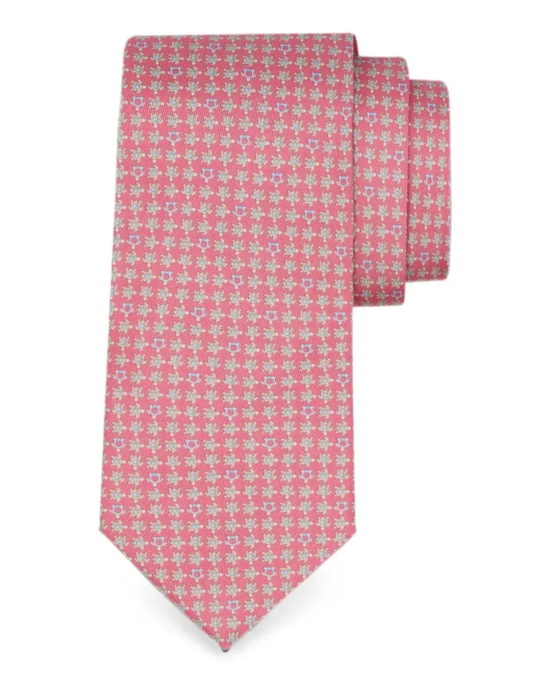 Ferragamo Seidenkrawatte mit Schildkrötenprint - Rosa Rosa