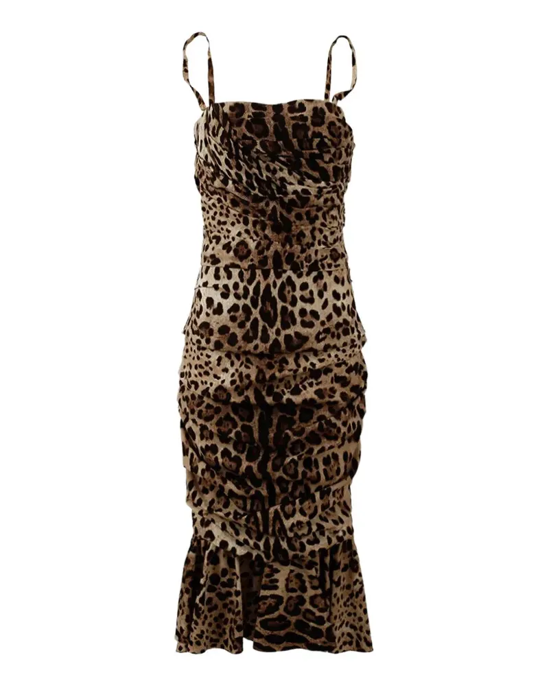 Dolce & Gabbana leopard-print ruched dress - Nude Nude