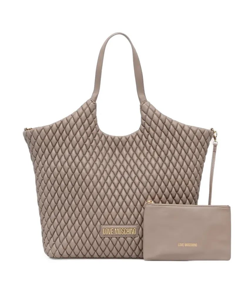 Moschino Tote Bag mit Logo-Schild - Nude Nude