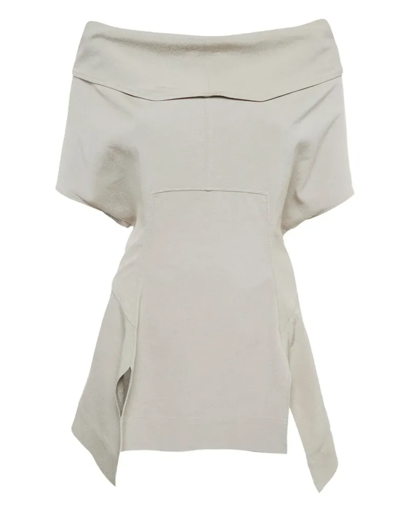 Rick Owens zip-up off-shoulder blouse - Nude Nude