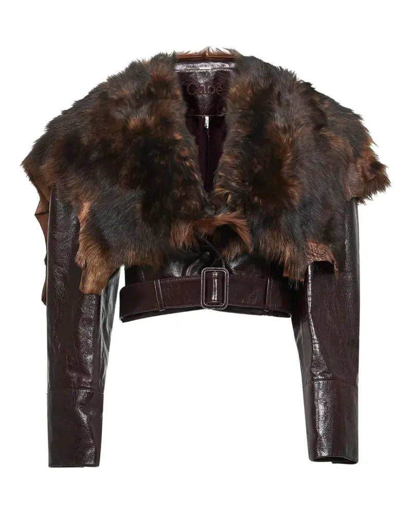 Chloé Lederjacke mit Gürtel - Braun Braun