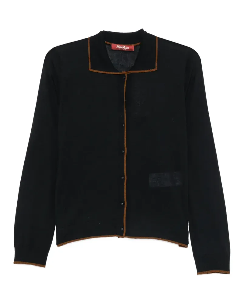 Max Mara contrast-trim polo-collar cardigan - Schwarz Schwarz