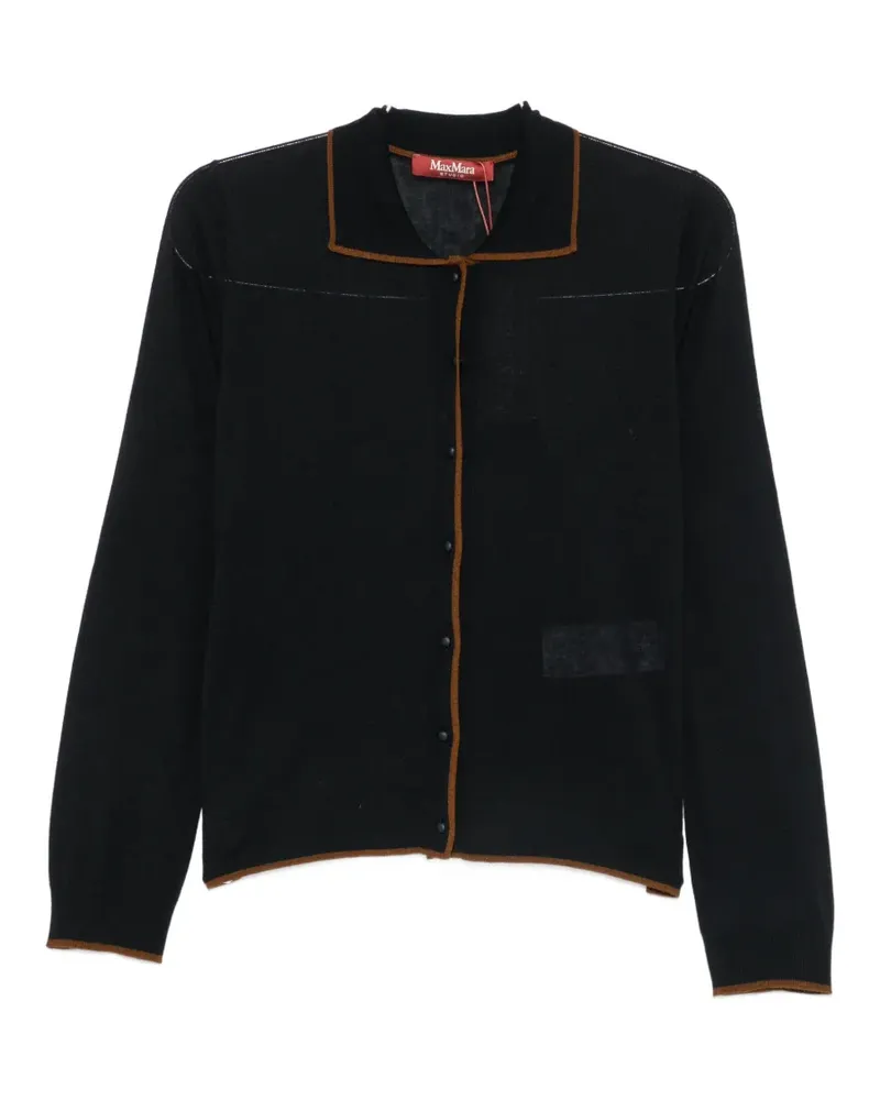 Max Mara contrast-trim polo-collar cardigan - Schwarz Schwarz
