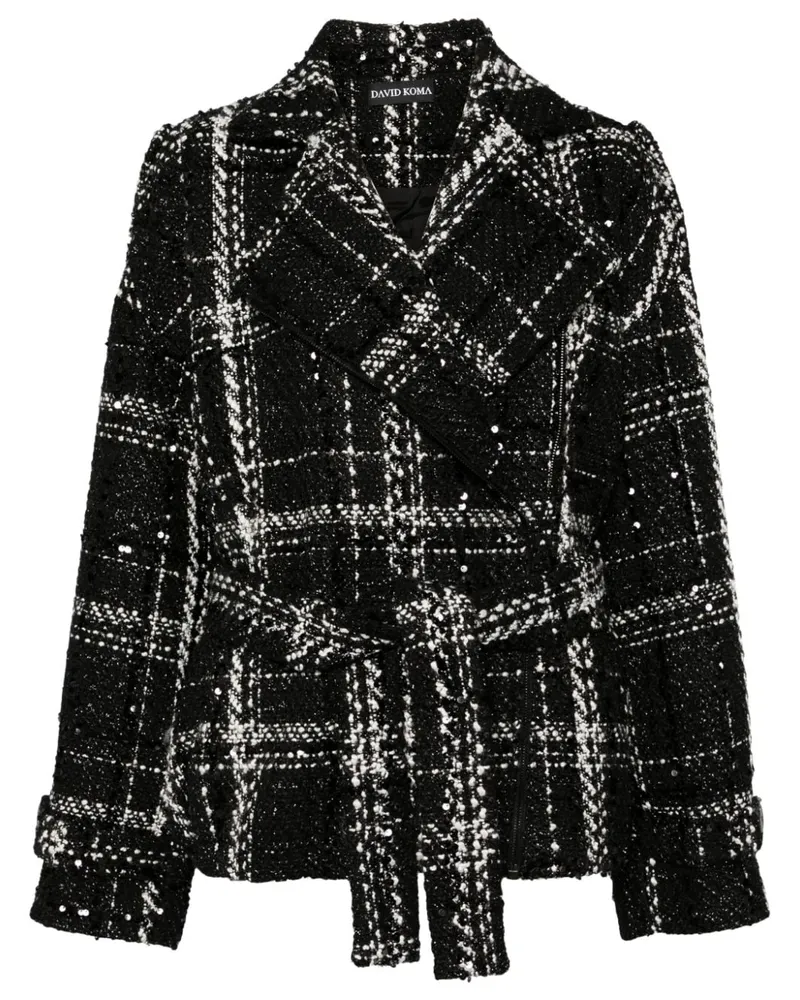 David Koma Tweed-Jacke mit Pailletten Schwarz