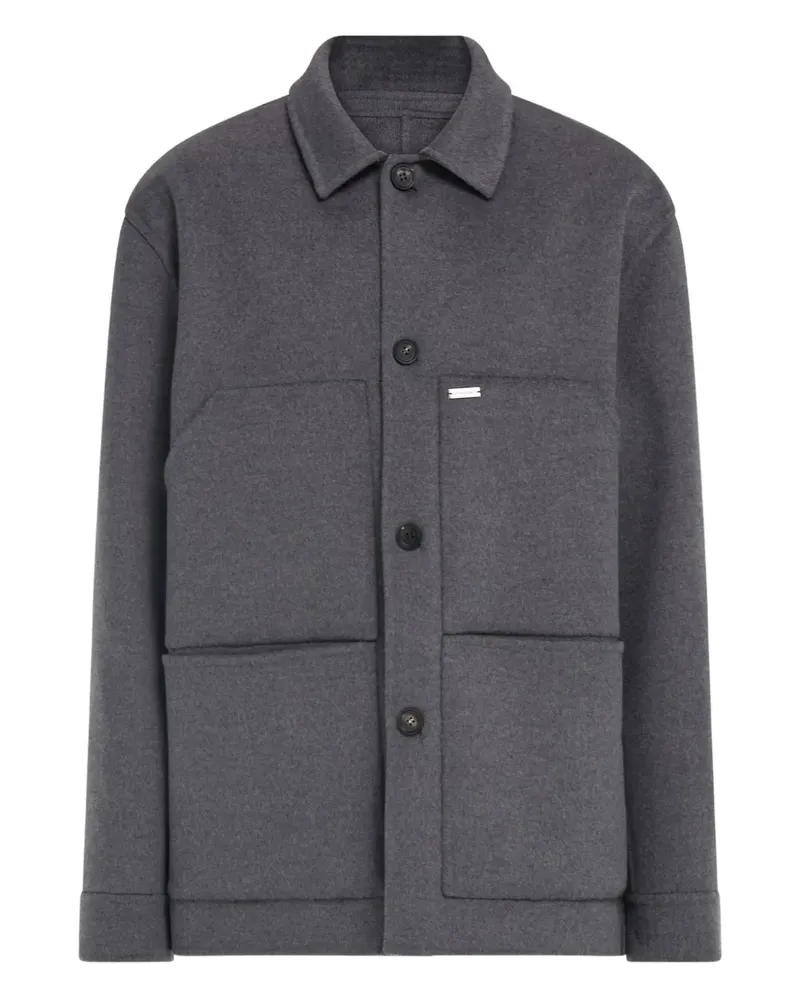 Ferragamo button patch shirt jacket - Grau Grau