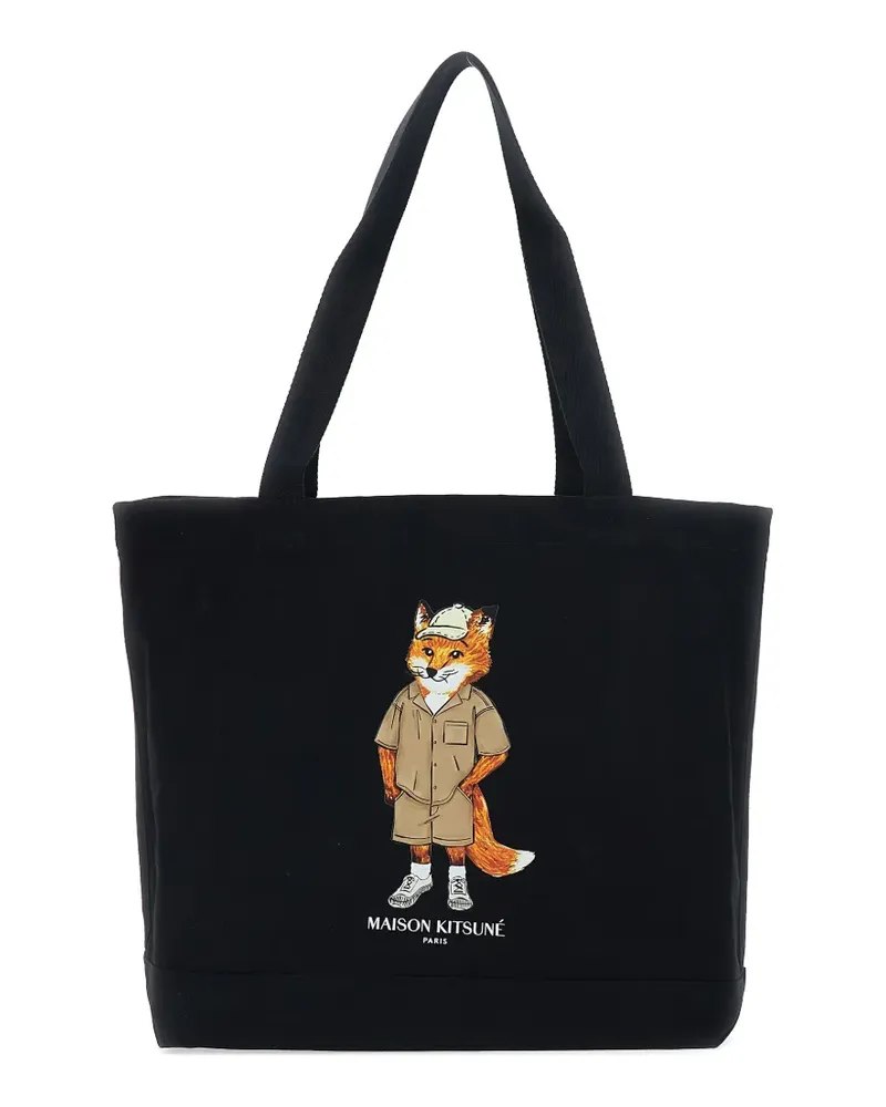 Kitsuné Fox-graphic tote bag - Schwarz Schwarz