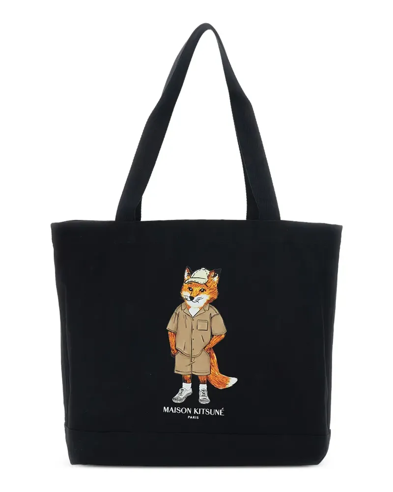 Kitsuné Fox-graphic tote bag - Schwarz Schwarz