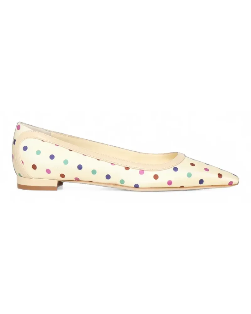Manolo Blahnik polka-dot pointed-toe ballet flats - Nude Nude