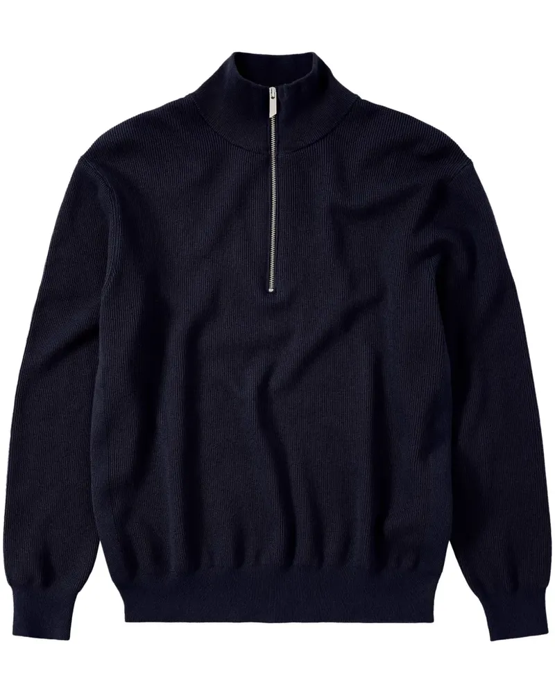 Closed Gerippter Pullover mit Reißverschluss - Blau Blau