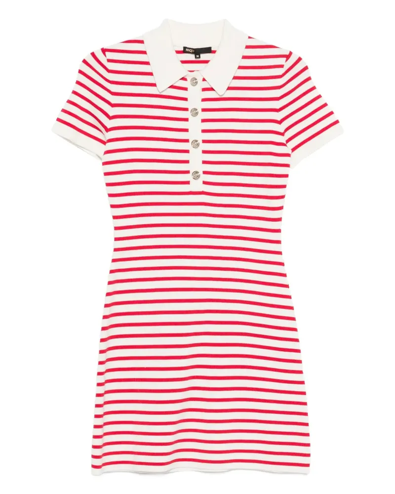 Maje Gestreiftes Strickkleid - Rot Rot