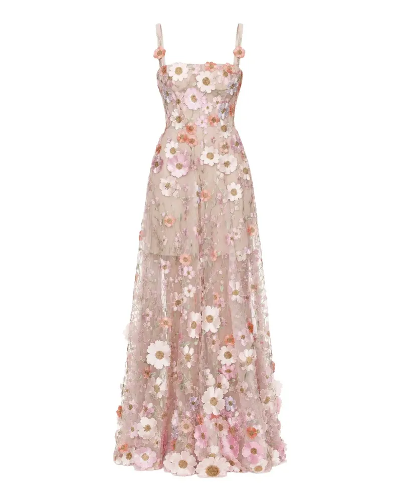 BRONX AND BANCO Venice 3D Jasmine floral-appliqué dress - Rosa Rosa