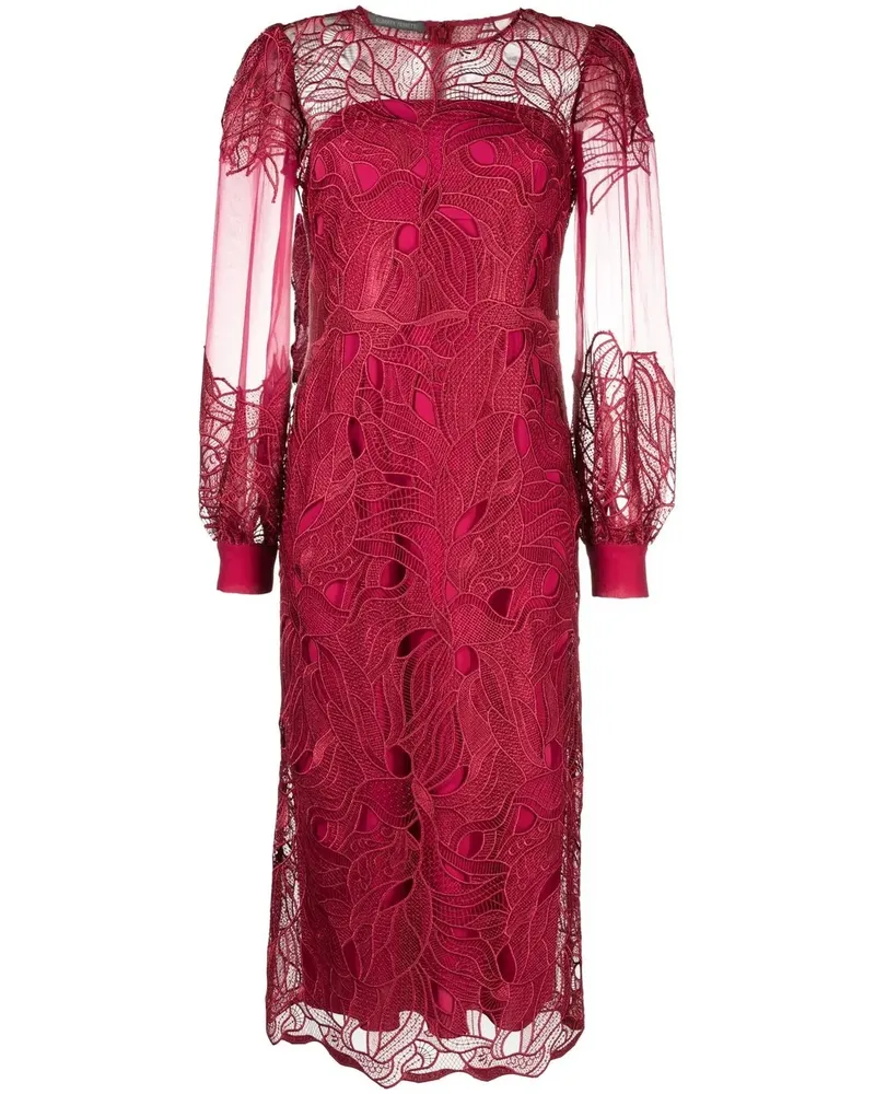 Alberta Ferretti Midikleid mit Spitze - Rot Rot