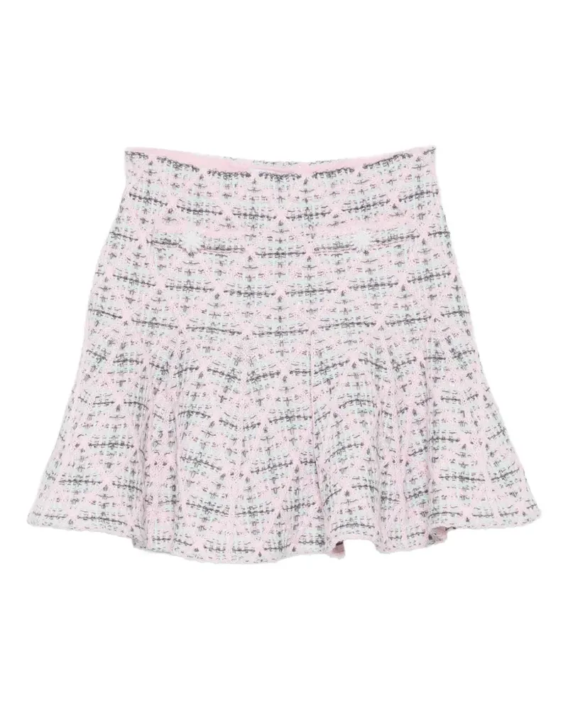 Self-Portrait check-knit flared mini skirt - Rosa Rosa