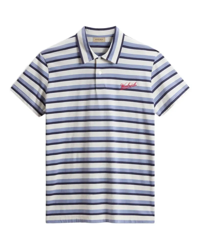 Woolrich Gestreiftes Poloshirt mit Logo-Stickerei - Weiß Weiß