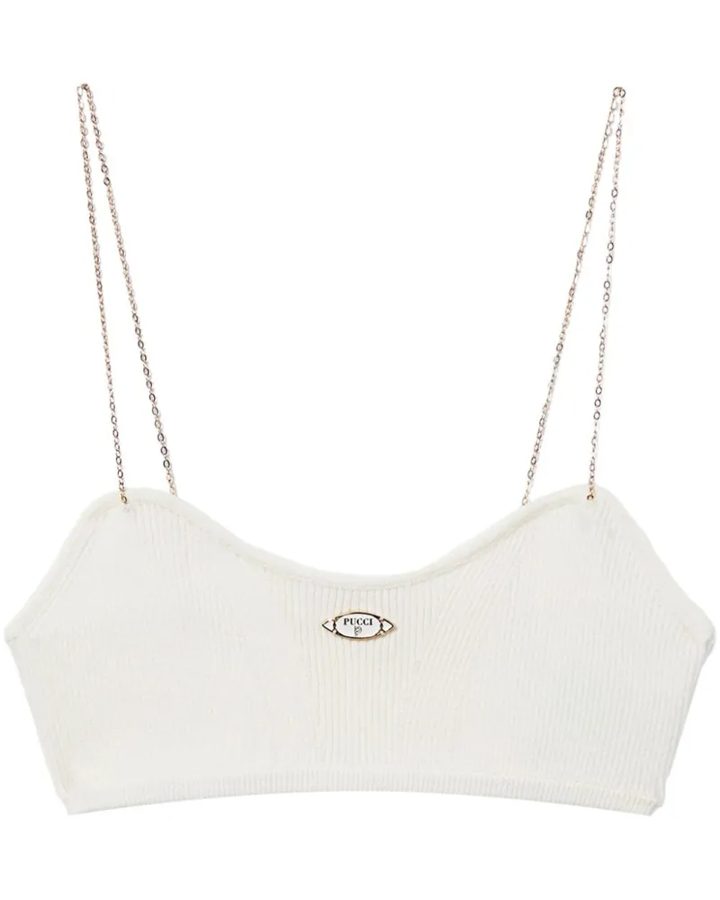 Emilio Pucci Top mit Logo-Schild - Weiß Weiß