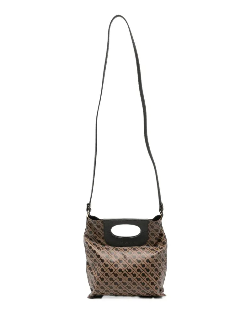 Gherardini monogram-print cut-out tote bag - Nude Nude