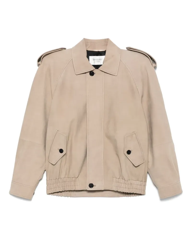 Saint Laurent Bomberjacke aus Wildleder - Nude Nude