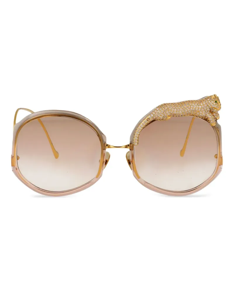 Anna-Karin Karlsson Round Panther Sonnenbrille - Gold Gold